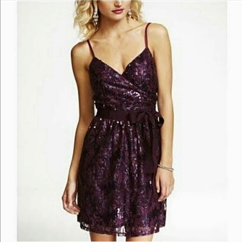 Express Purple Sequin Party Dress NYE